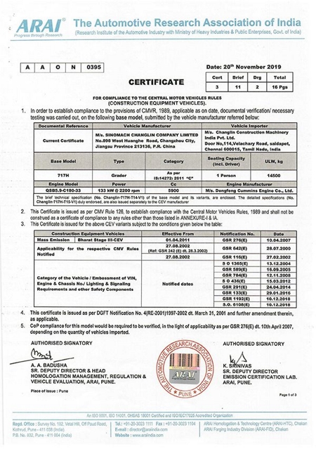 Certificado ARAI (India)